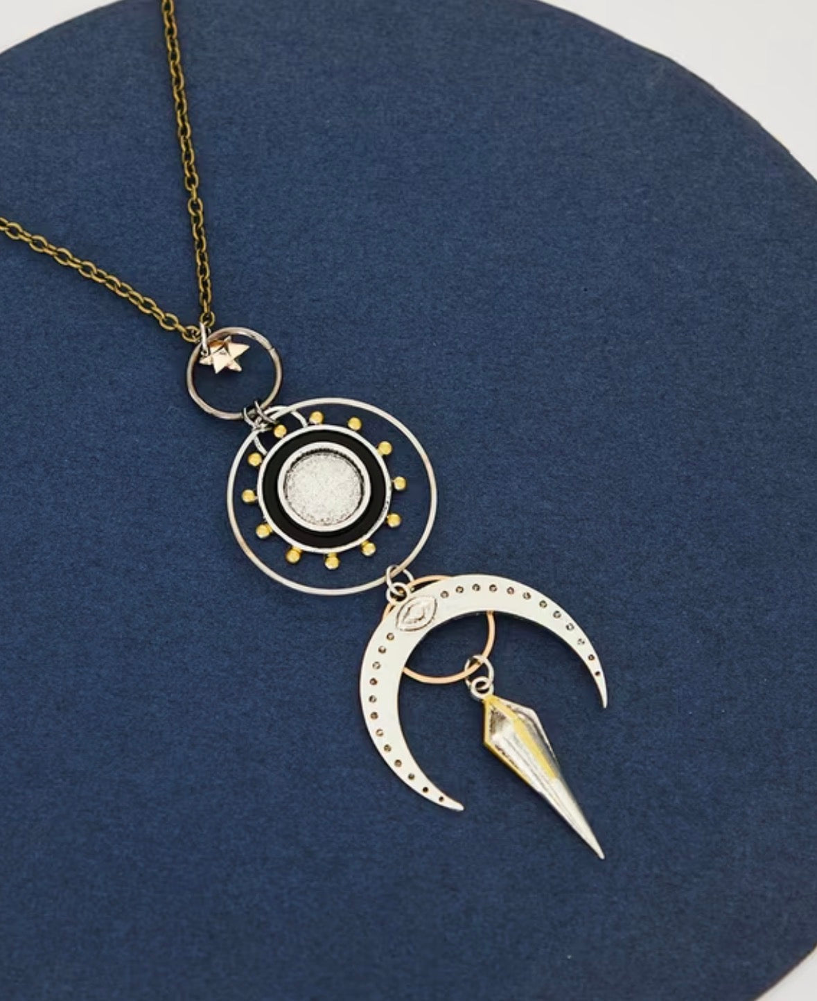 Gothic Retro Hollow Geometric Moon Necklace