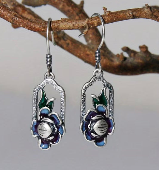 Retro Lotus Flower Earrings