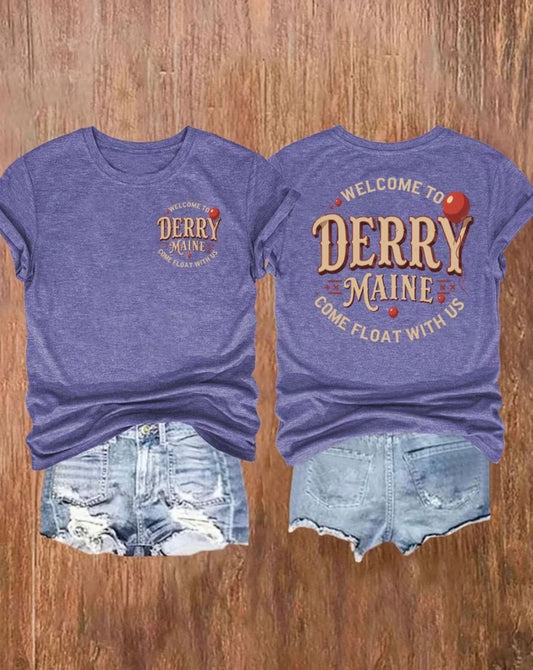 Short Sleeve Graphic T-shirt “WELCOME to DERRY MAINE COME FLOAT with US”