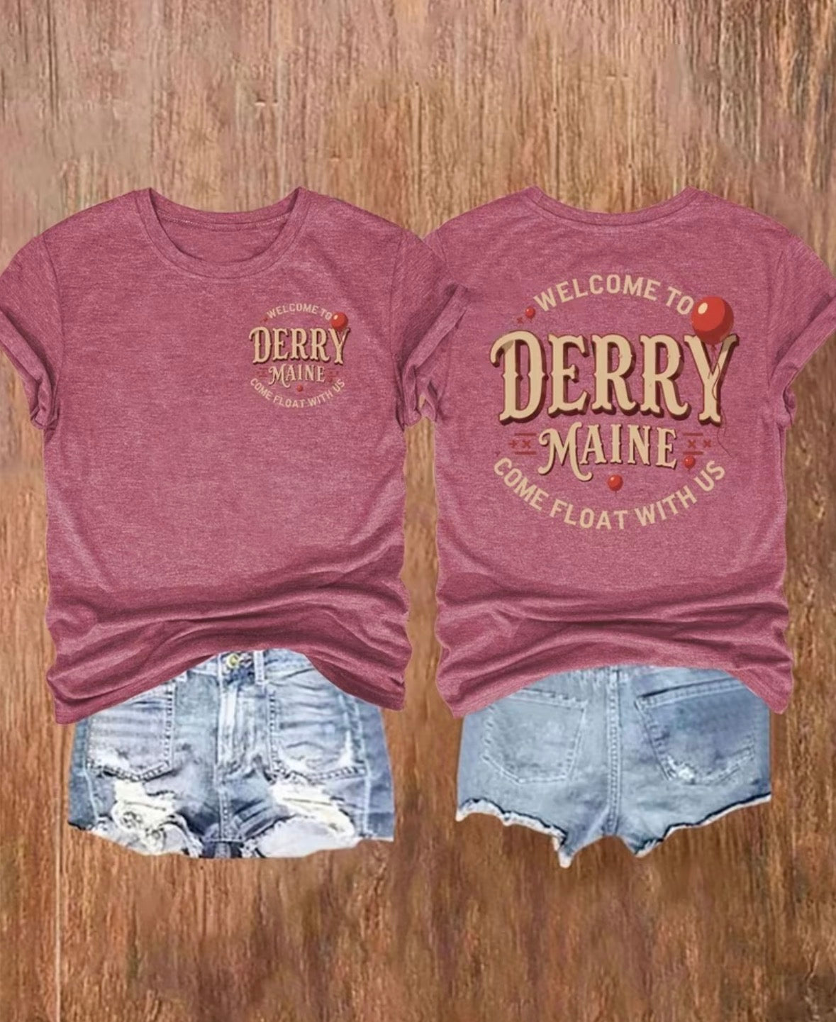 Short Sleeve Graphic T-shirt “WELCOME to DERRY MAINE COME FLOAT with US”