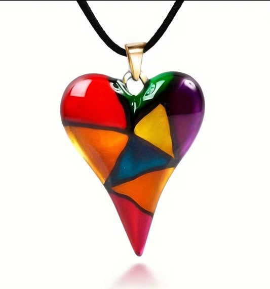 Multi Colorful Love Heart-Shaped Necklace