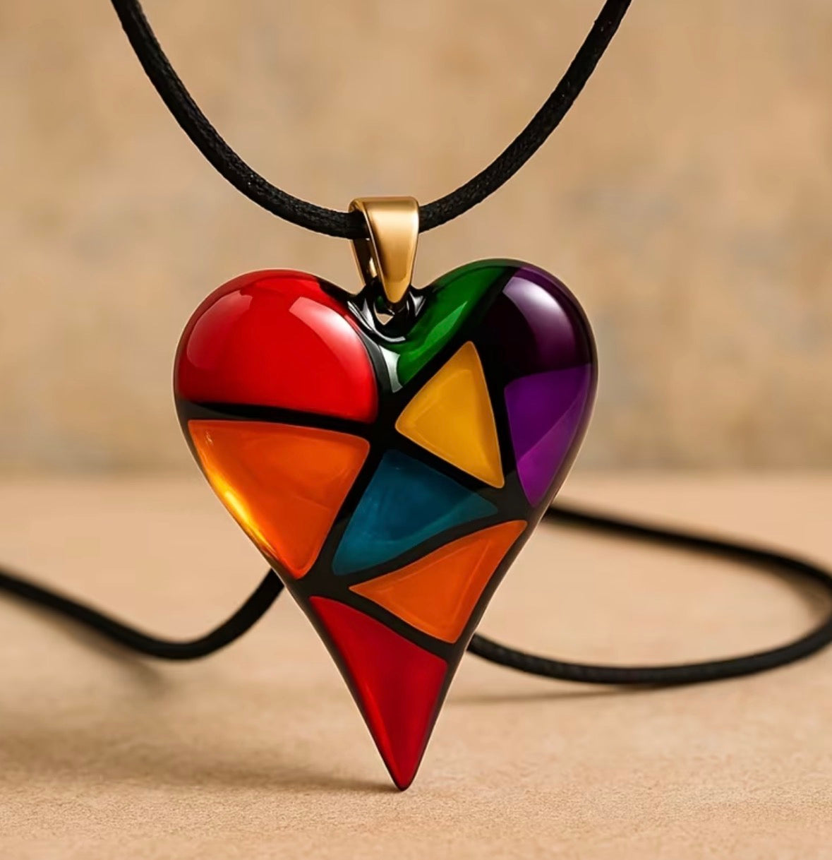 Multi Colorful Love Heart-Shaped Necklace