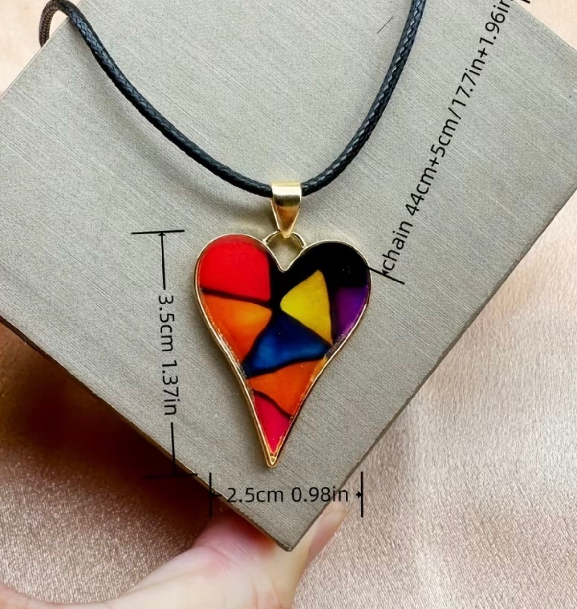 Multi Colorful Love Heart-Shaped Necklace