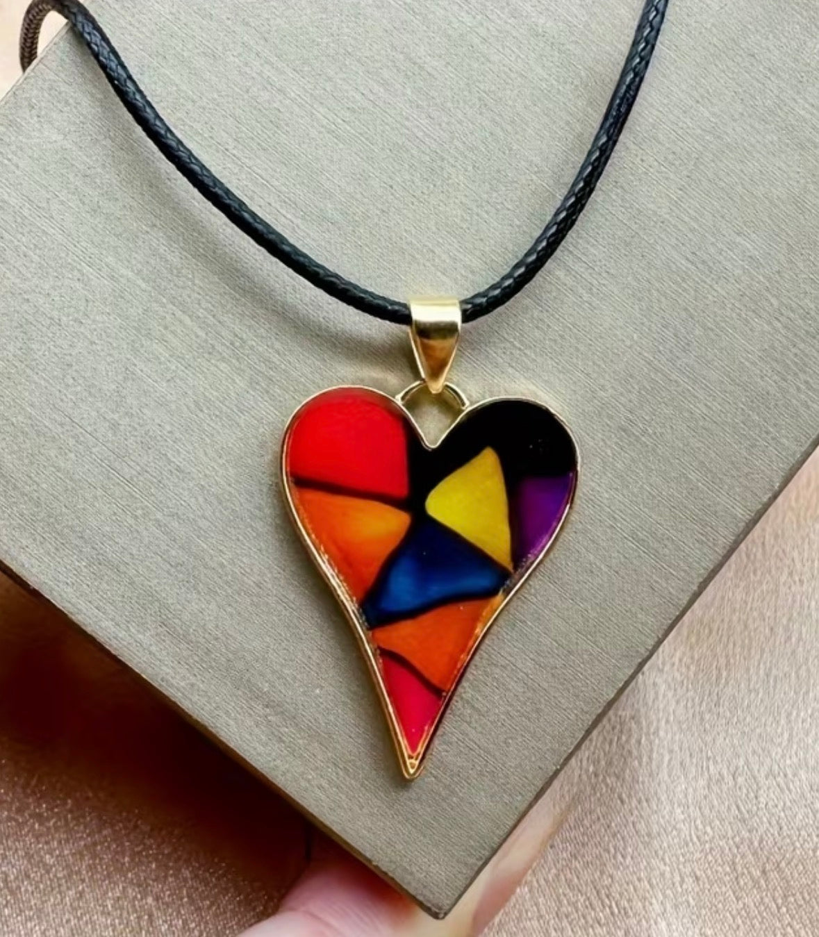 Multi Colorful Love Heart-Shaped Necklace