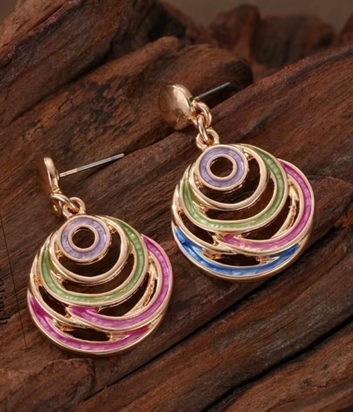 3-piece Geometric Drip Oil Hollow Oval Pendant Necklace with Earrings Set