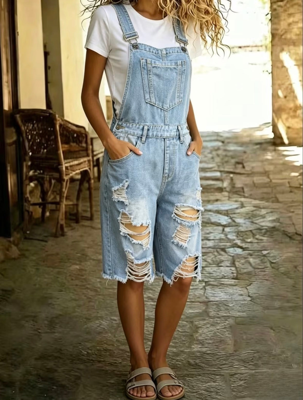 Classic Retro High Waisted Denim Overalls