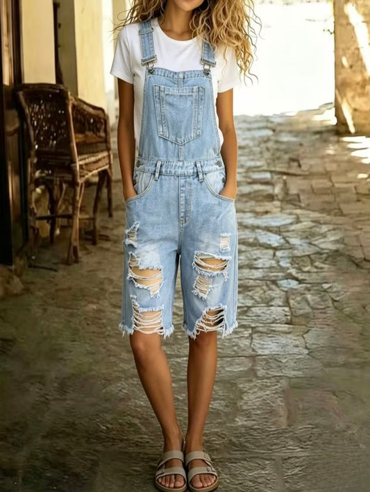 Classic Retro High Waisted Denim Overalls
