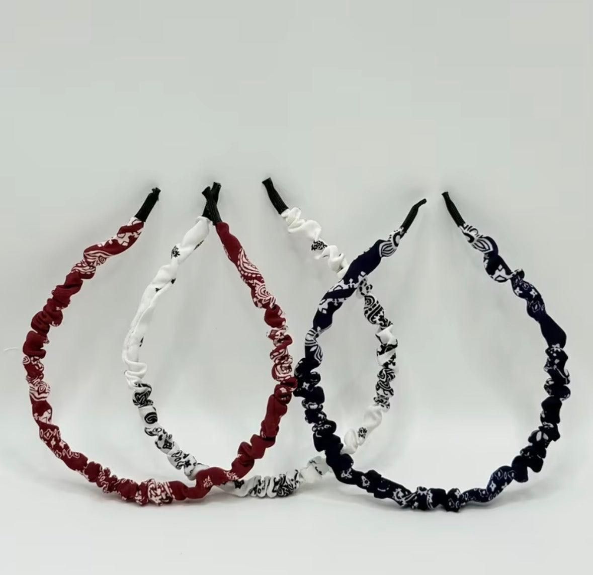 3-piece Pleated Slim Paisley Headband Set