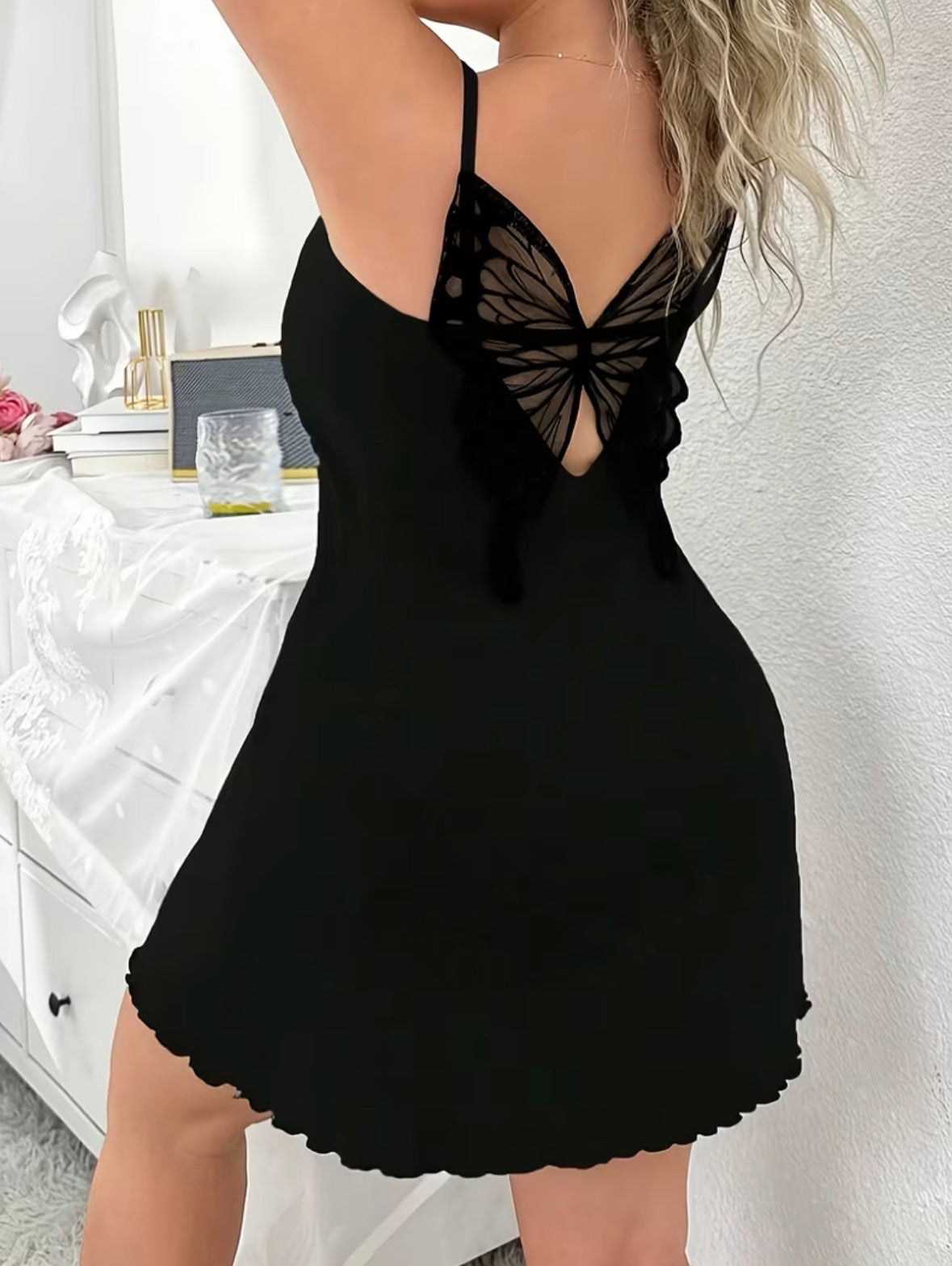 Plus Size Butterfly Back Embroidered Camisole Dress