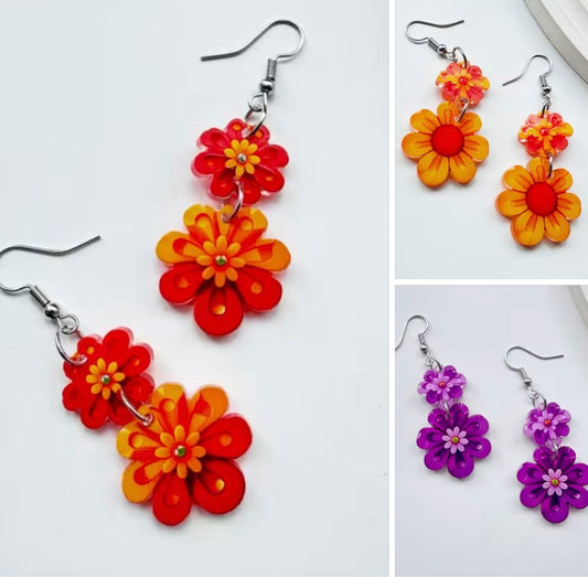 Double-Layer Flower Earrings