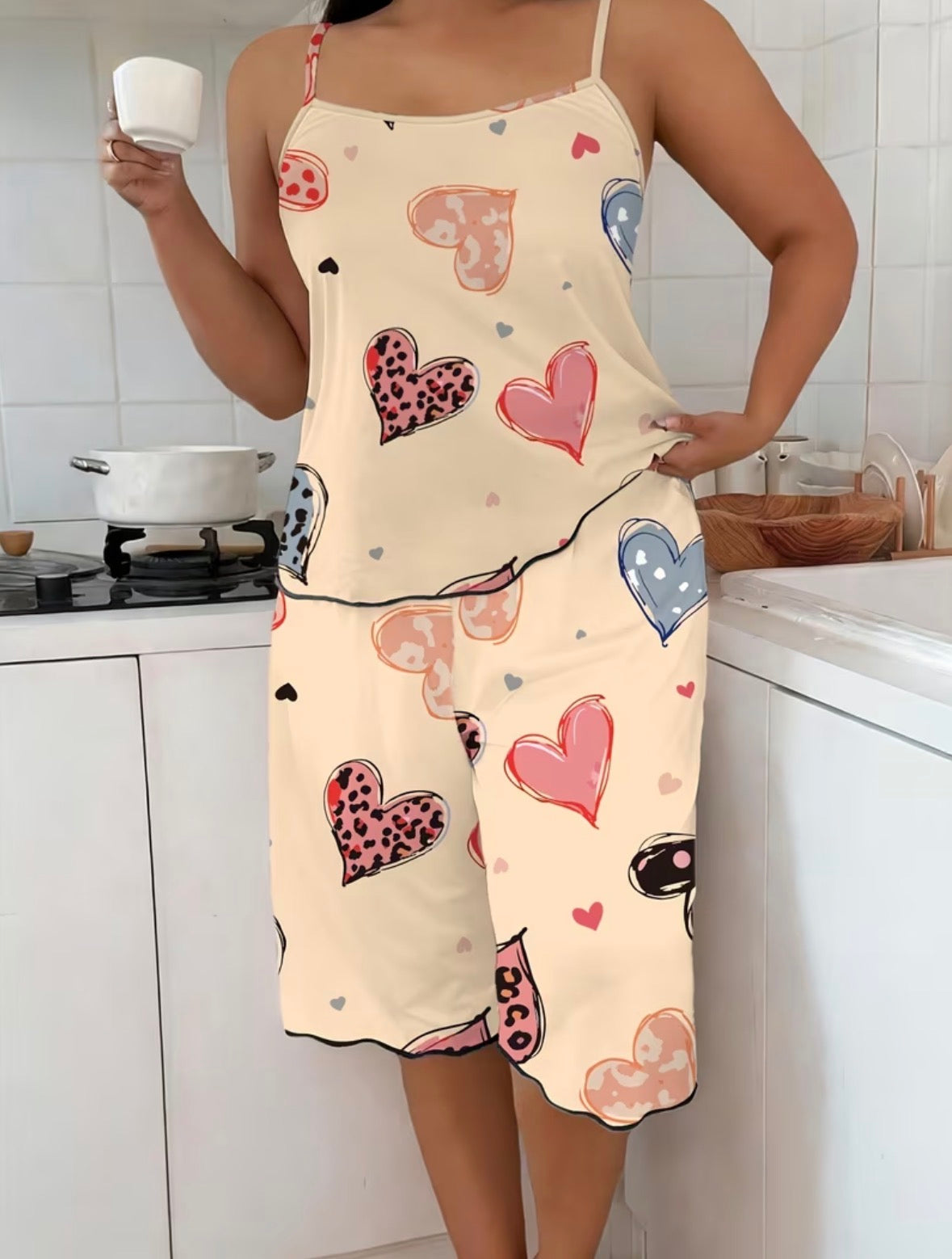 Plus Size 2-piece “Heart” Loungewear Set