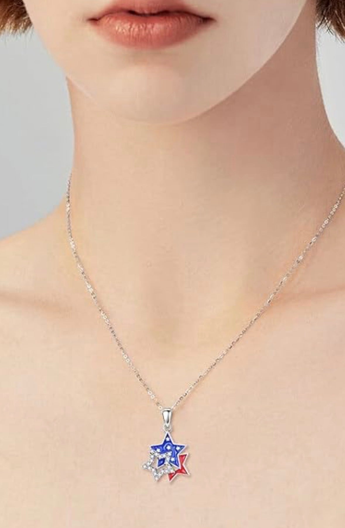 Red White Blue Tri-Star Necklace