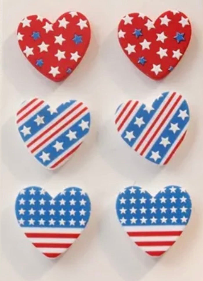 3-sets American Flag Heart-Shaped Earrings