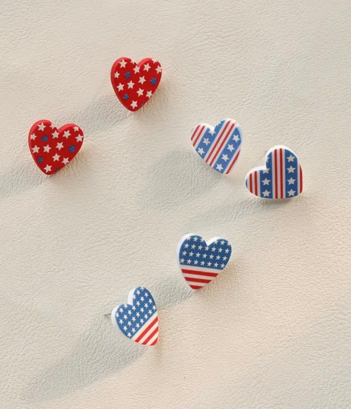 3-sets American Flag Heart-Shaped Earrings