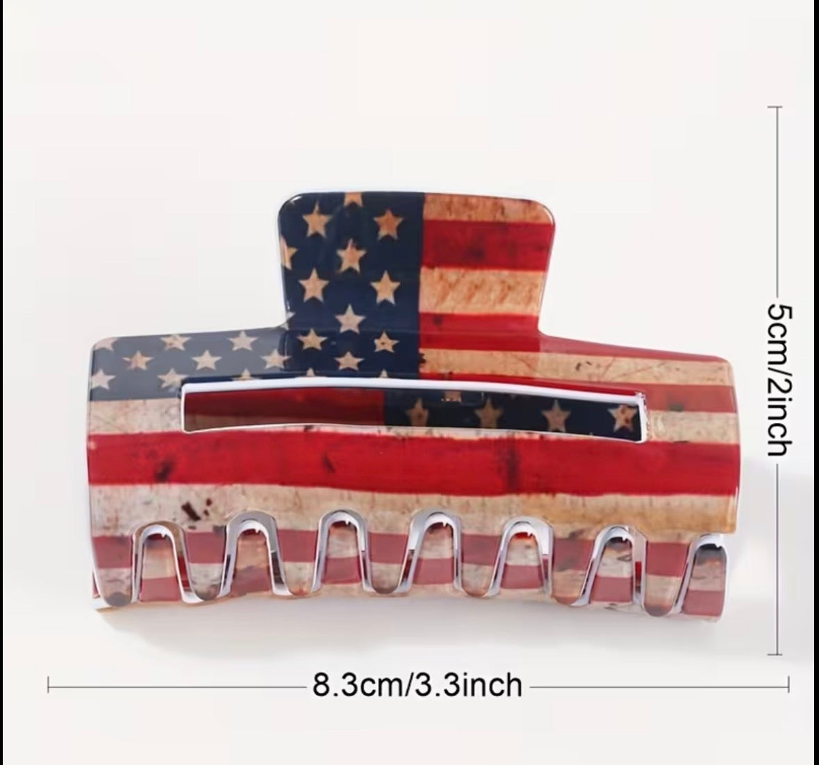 Vintage Distressed Large Stars and Stripes Design Hair Clip
