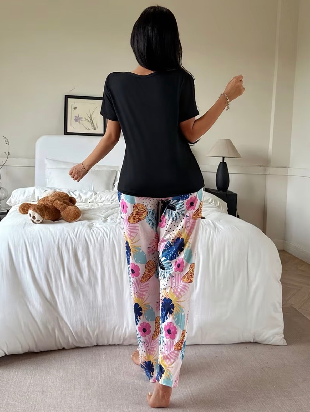 2-piece Large Floral Print Loungewear Set