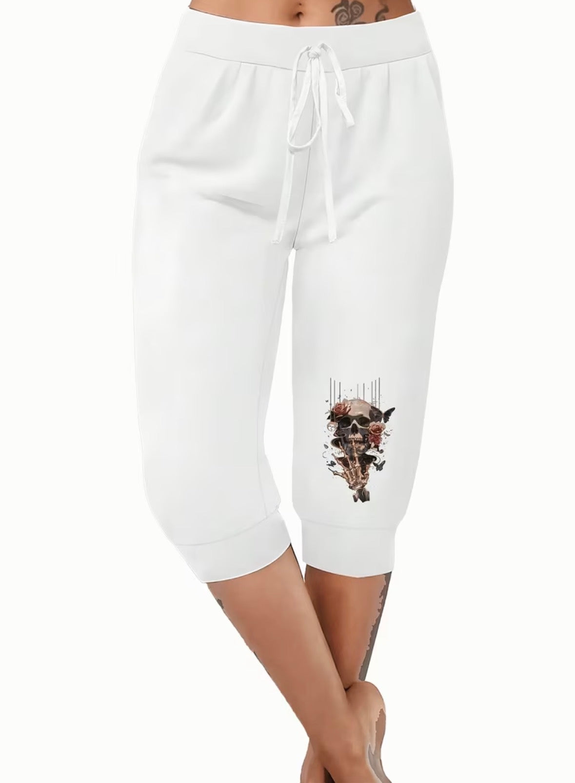 Plus Size Capri Pants with Skull