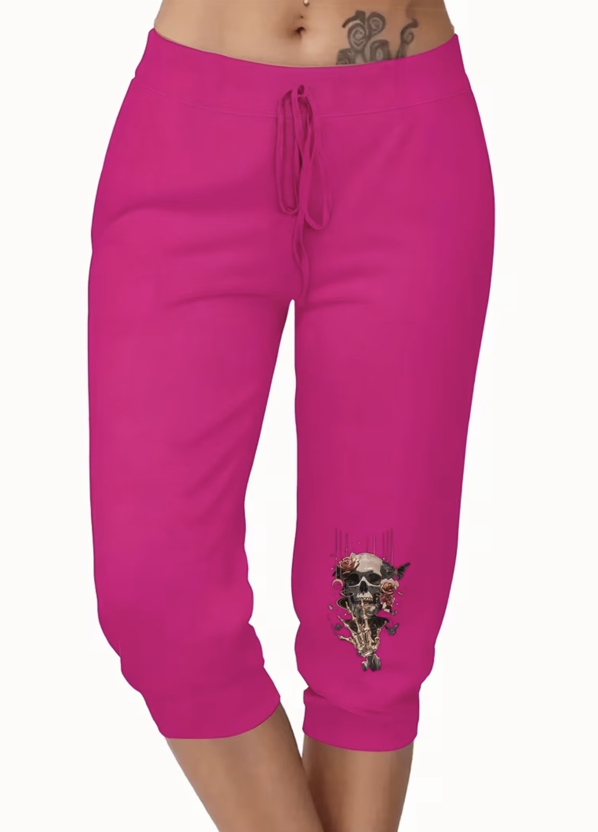 Plus Size Capri Pants with Skull