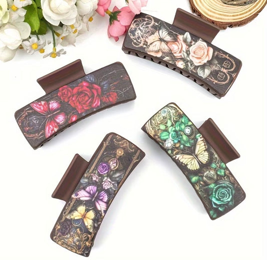 4-pack Hair Clips -Floral Butterflies