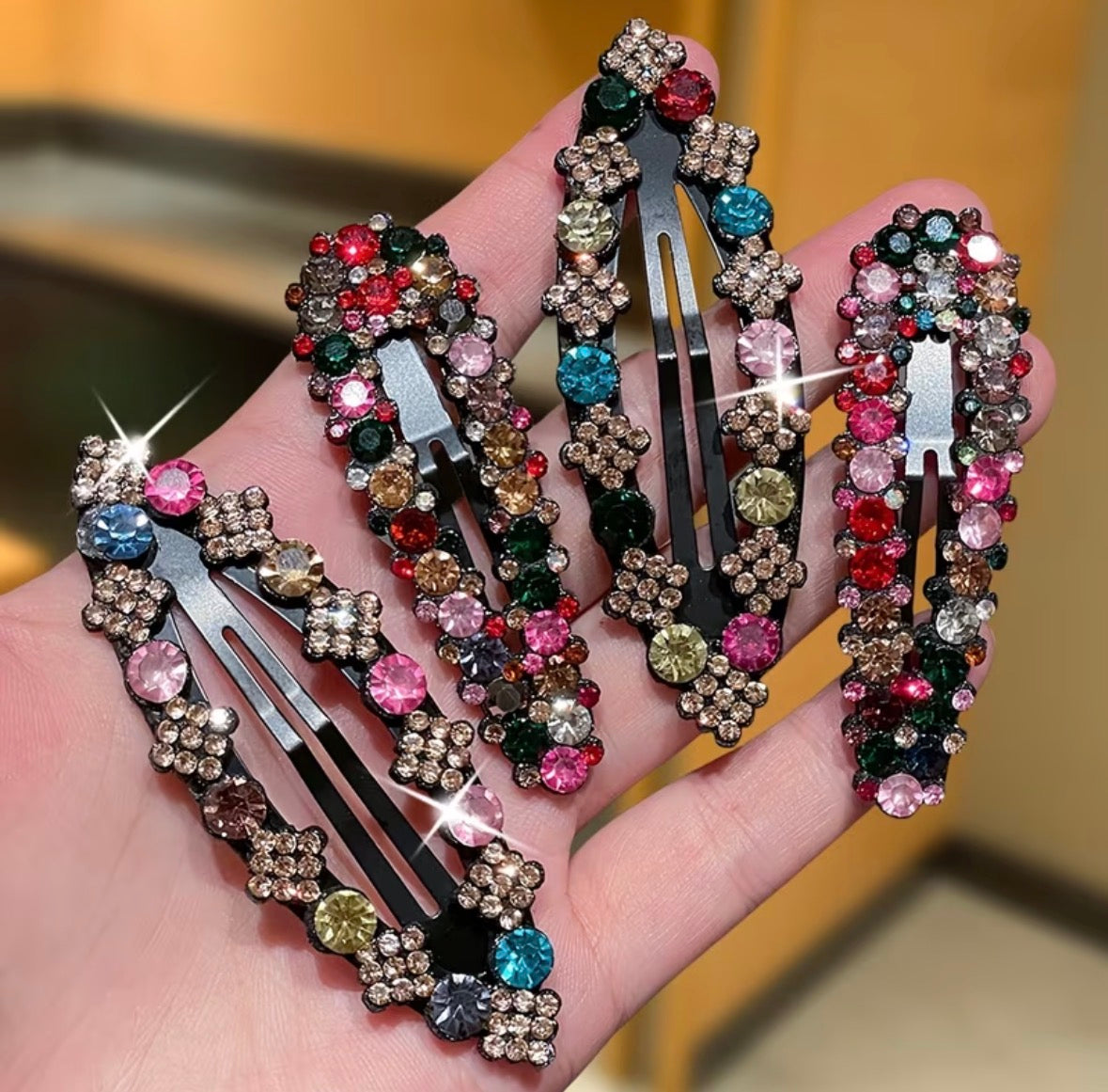 Retro 4-pack Rhinestone Hair Clips