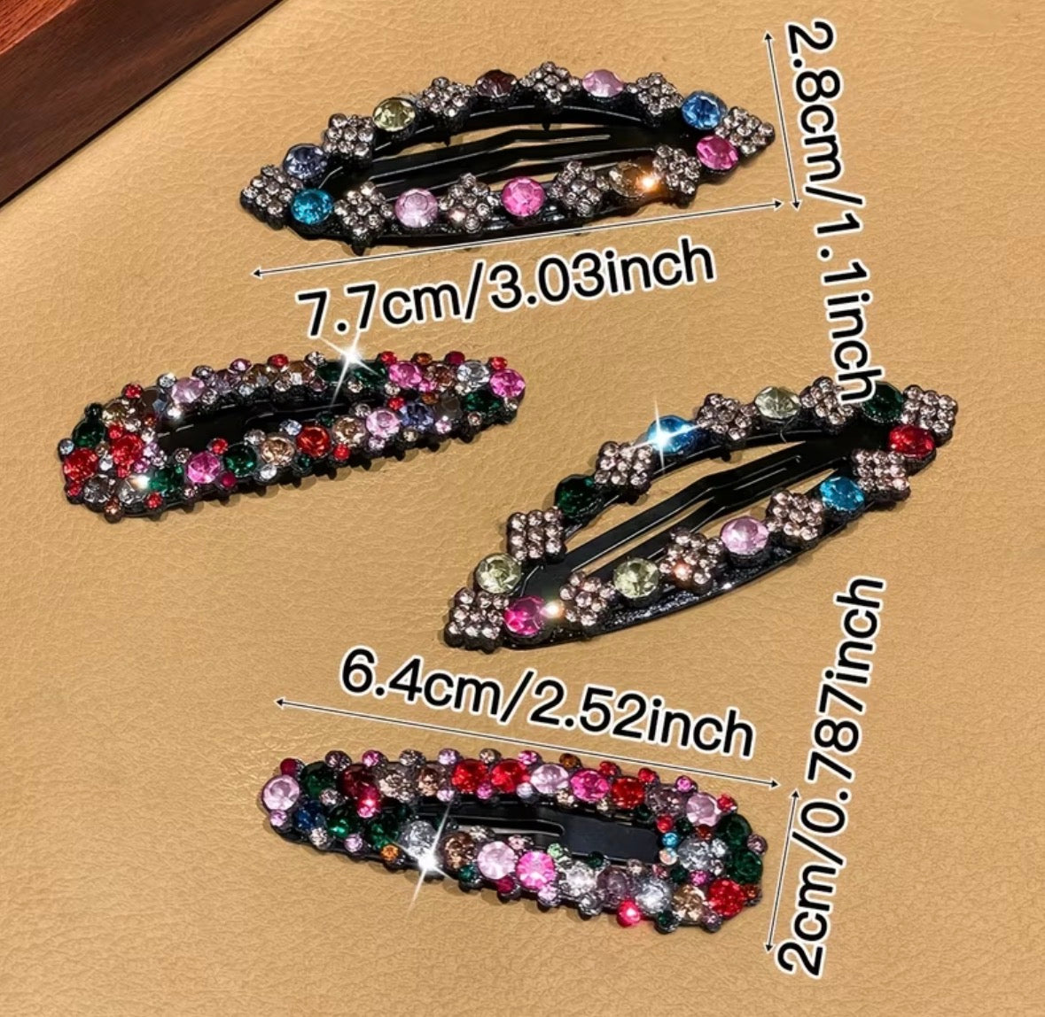 Retro 4-pack Rhinestone Hair Clips