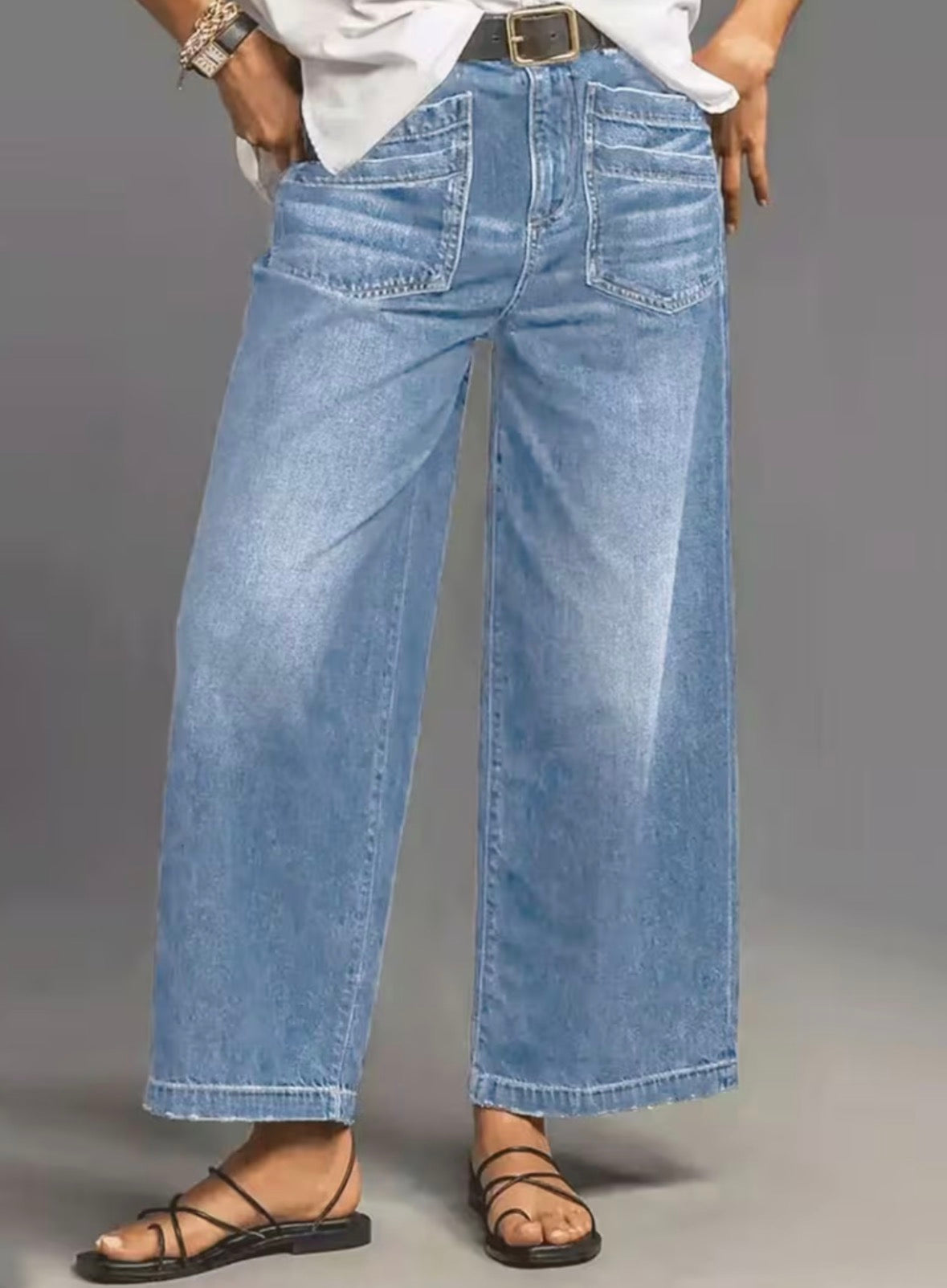 Retro High Waisted Loose Wide Leg Jeans