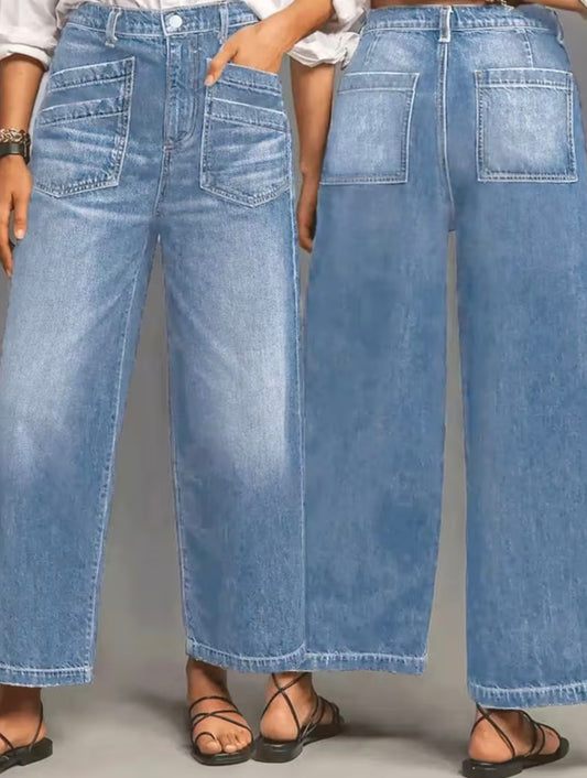 Retro High Waisted Loose Wide Leg Jeans