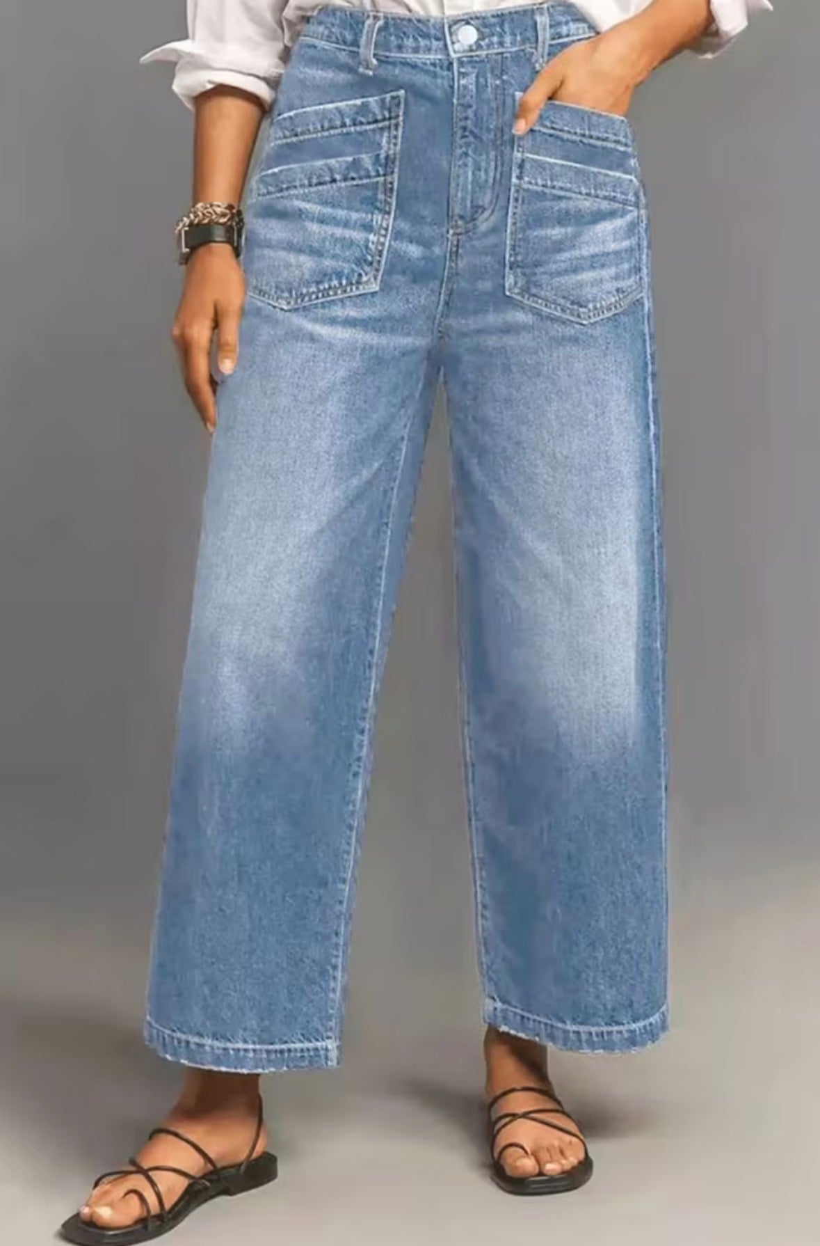 Retro High Waisted Loose Wide Leg Jeans