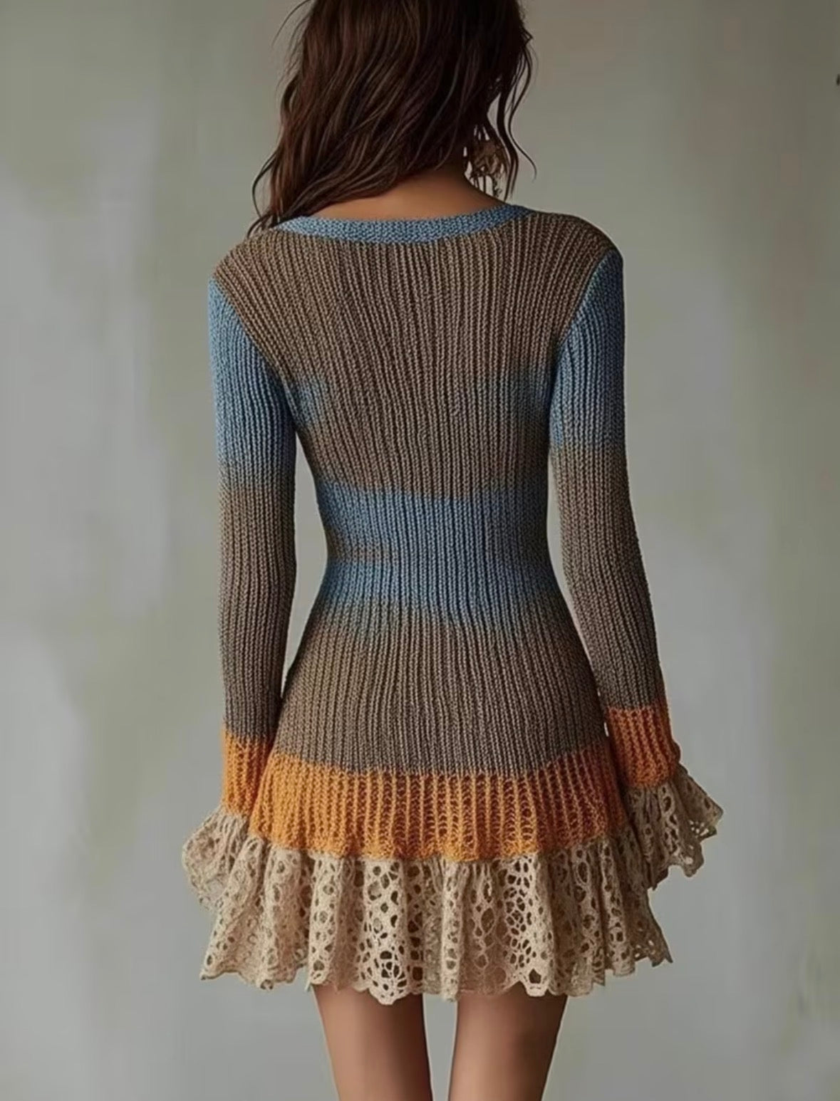 Long Sleeve V-neck Midi Dress