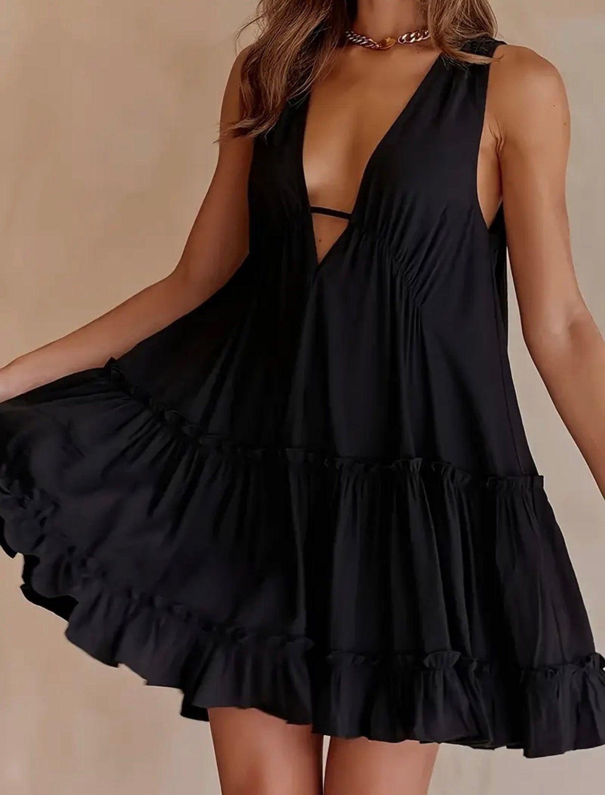 Sexy Deep V-Neck Ruched Dress