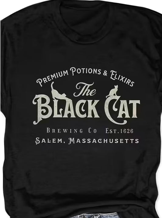 Short Sleeve Graphic T-shirt “Premium Potions & Elixers: The Black Cat Brewery”
