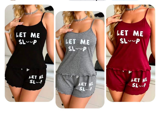 2-piece Cami and Short Loungewear Set “Let Me Sleep”