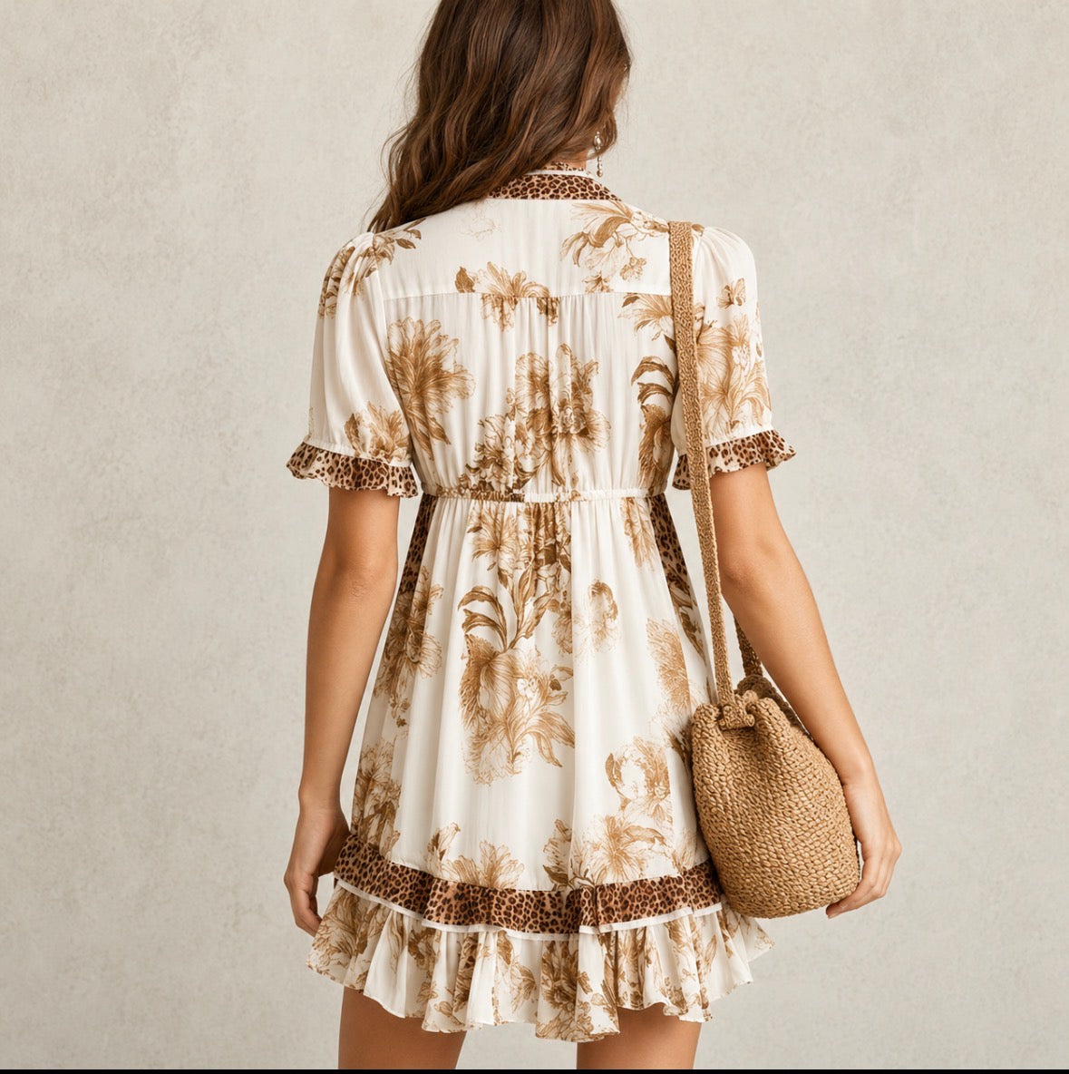 V-neck Ruffle Mini-Dress