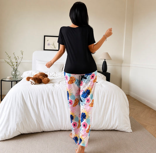 2-piece Large Floral Print Loungewear Set