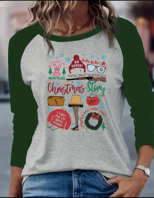 "A Christmas Story" Baseball Long Sleeve Jersey