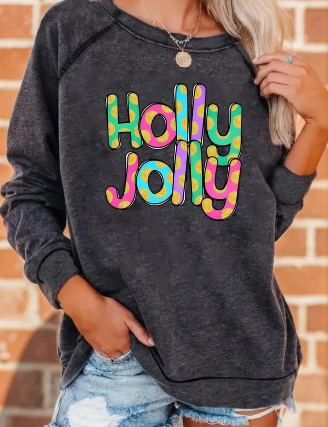 Colorful "Holly Jolly" Christmas Sweatshirt