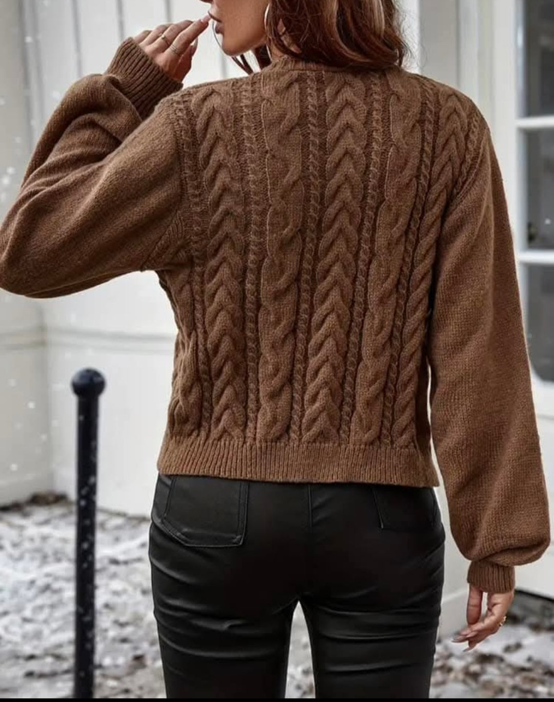 Long Sleeve Front Tie Knit Cardigan Sweater