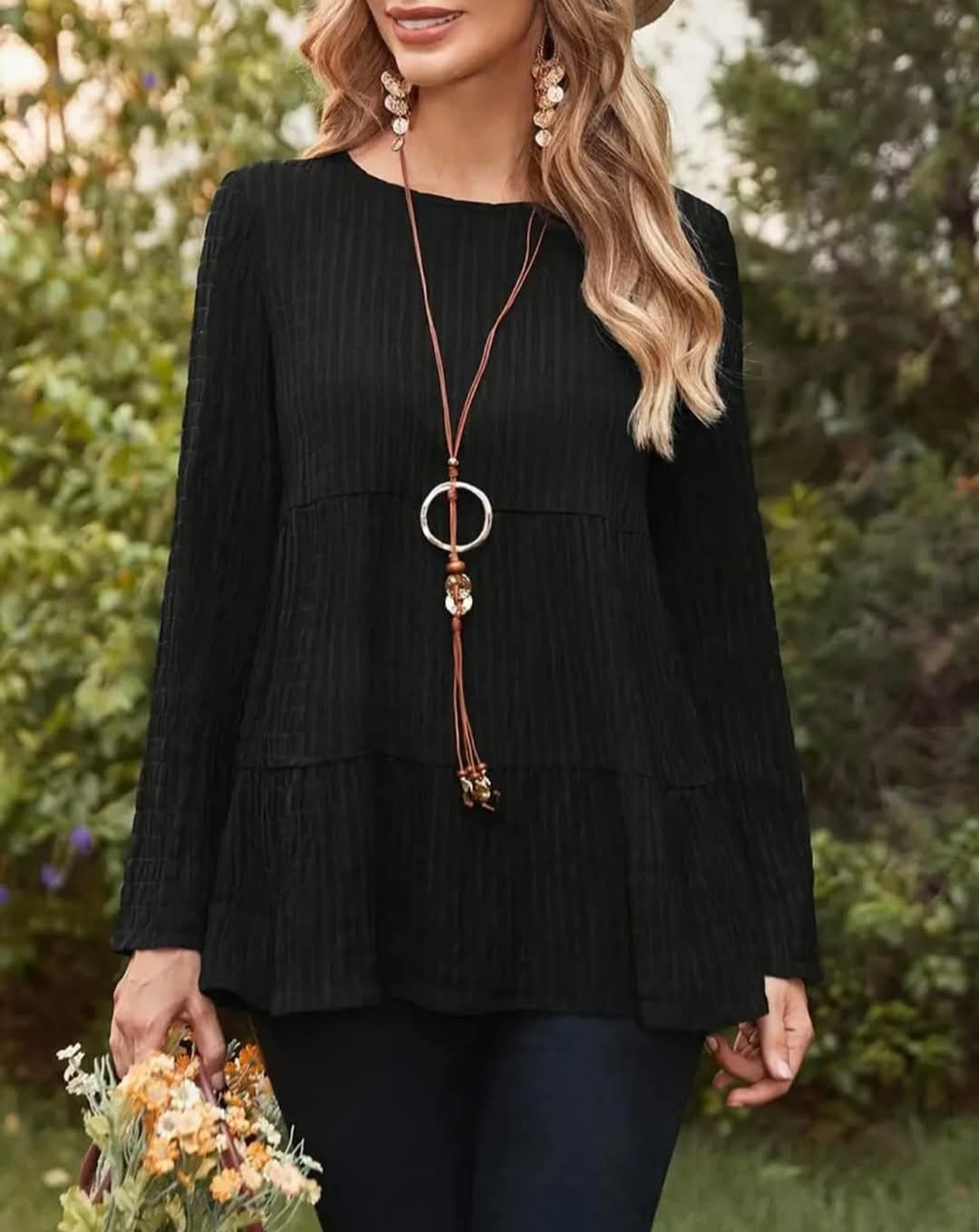 Solid Ruffle Hem Top