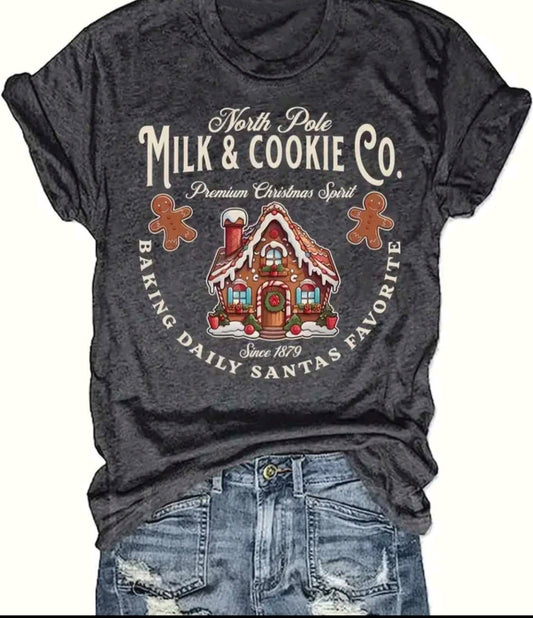 Christmas T-shirt  - "North Pole Milk and Cookies...."