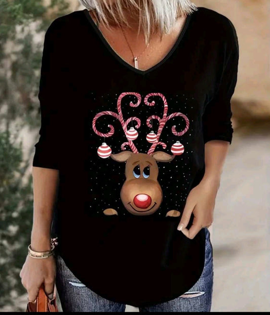 Plus Size Christmas Reindeer Shirt