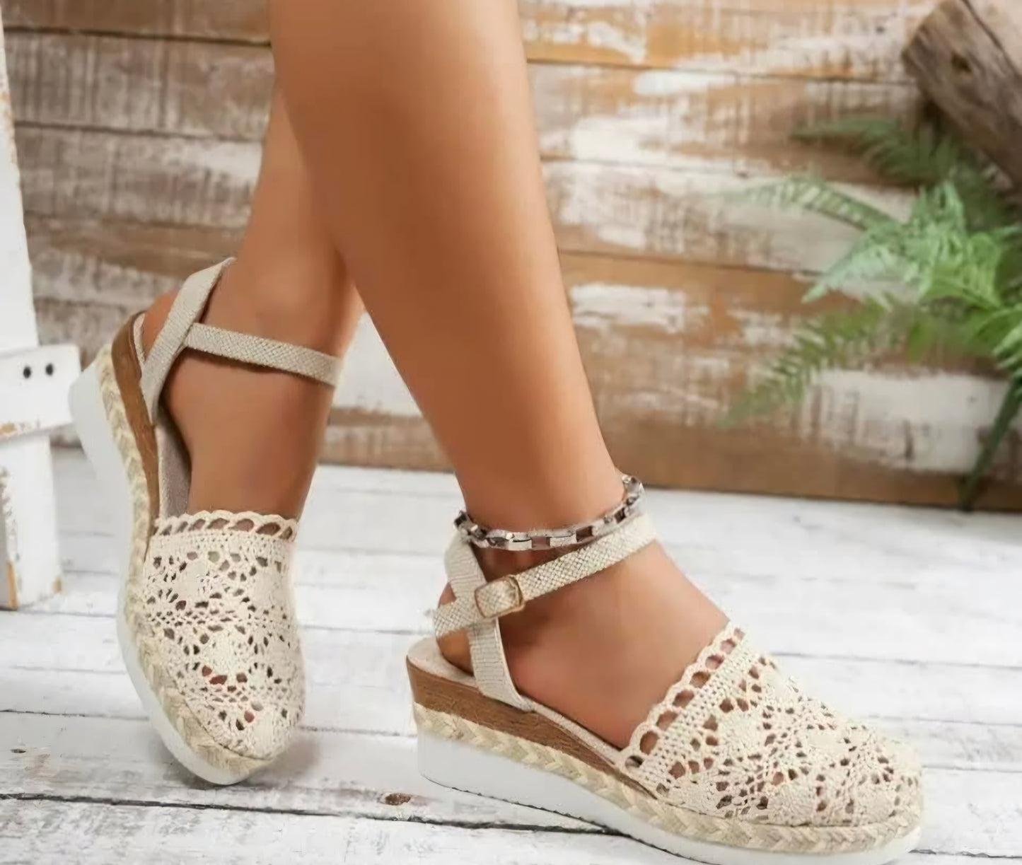 Slope High Heel Lace Sandals