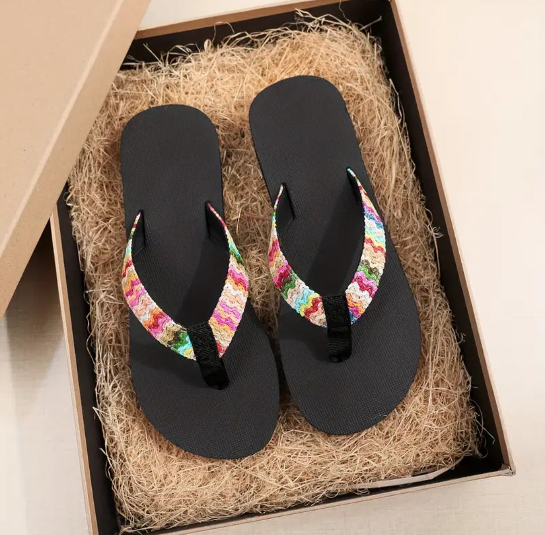 Striped Sandal with Fabric Straps