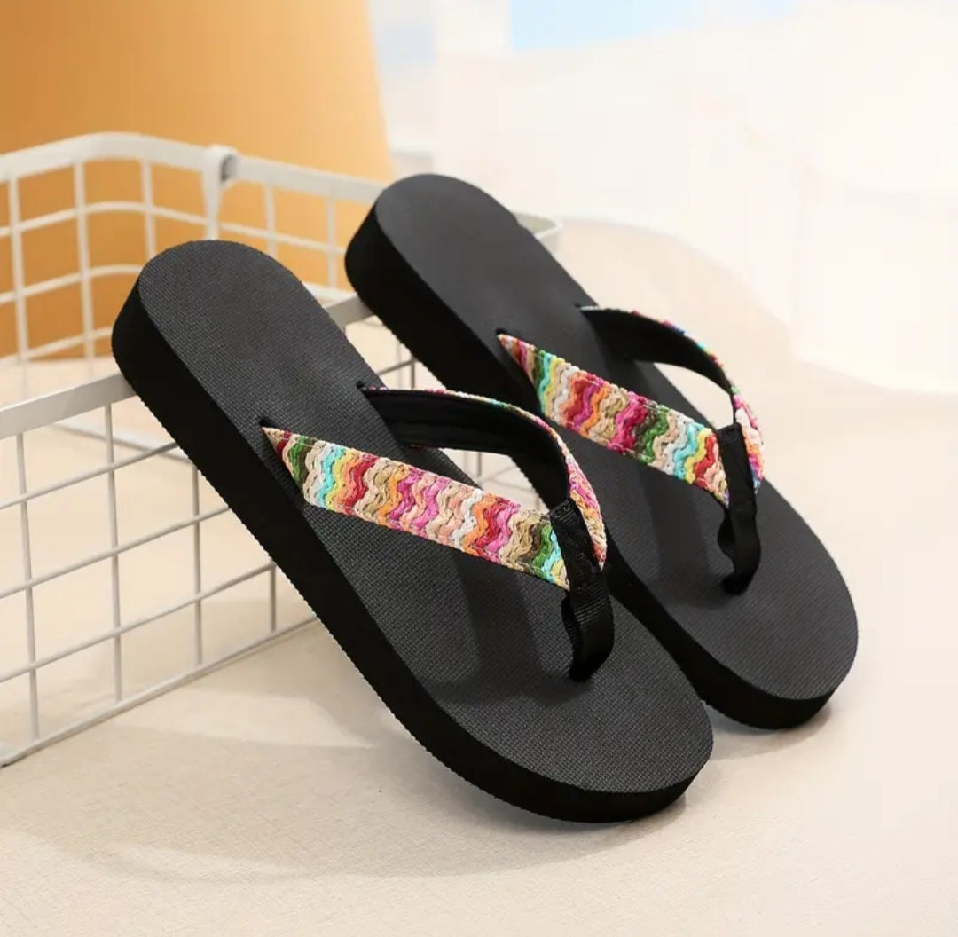 Striped Sandal with Fabric Straps