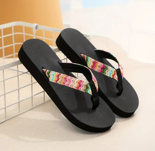 Striped Sandal with Fabric Straps